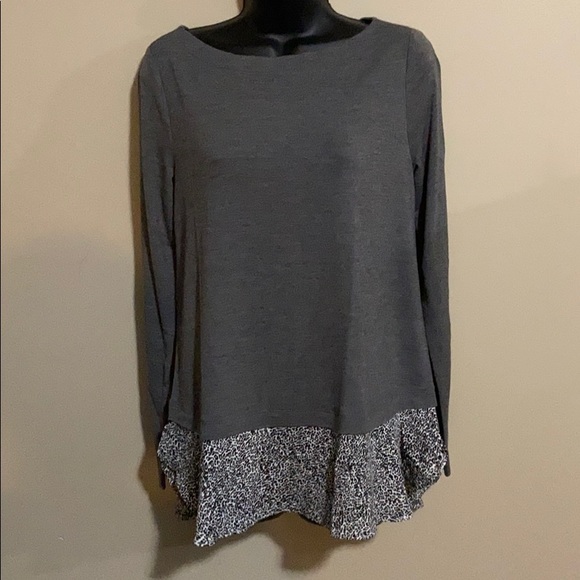 NWT Loft Leopard Print Mixed Media Shirttail Top S - Picture 2 of 6